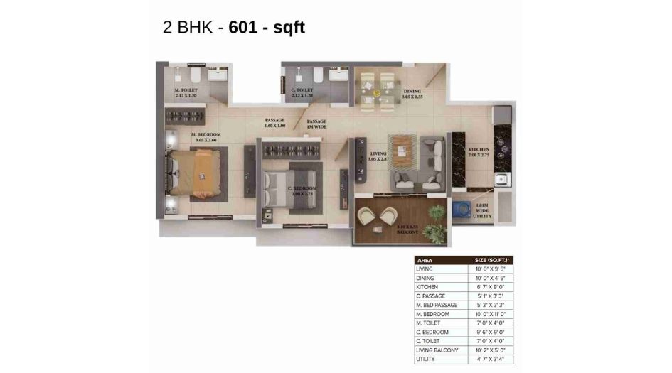 Dosti-Heron-Floor-Plan-Wing-A-601-sqft